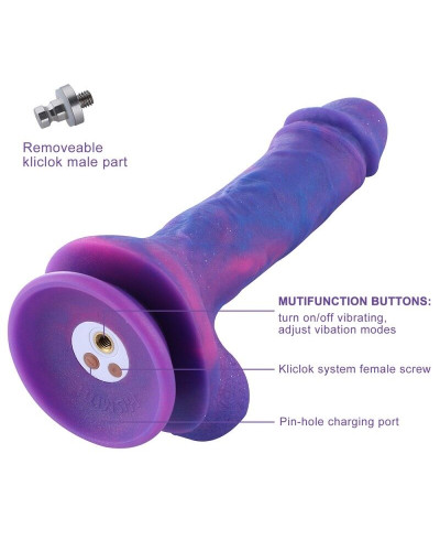 Фаллоимитатор 8.2″ с вибрацией для секс-машин Hismith Purple Silicone Dildo with Vibe, KlicLok - Фото №4