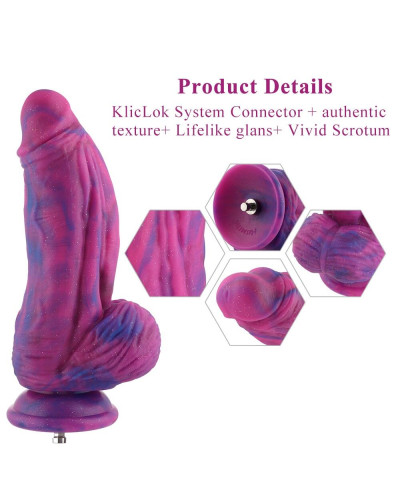 Фалоімітатор для секс-машин Hismith 9.45″ Silicone Fantasy Series Dildo, система кріплення KlicLok - Фото №2