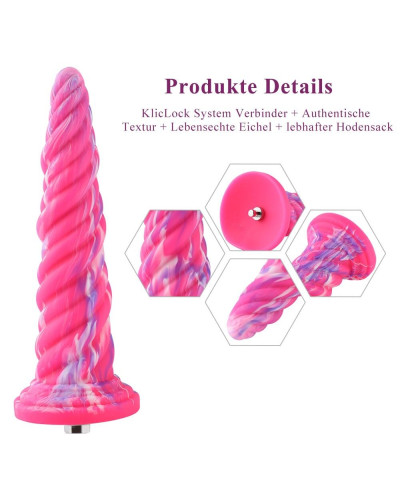 Фантазійний фалоімітатор 10.12″ для секс-машин Hismith Silicone Dildo rose Monster Series, KlicLok - Фото №2