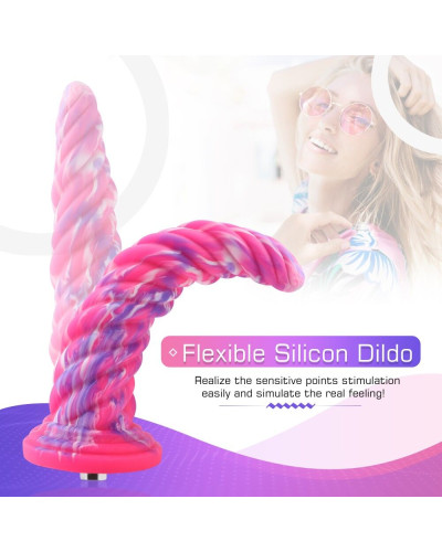 Фантазійний фалоімітатор 10.12″ для секс-машин Hismith Silicone Dildo rose Monster Series, KlicLok - Фото №3