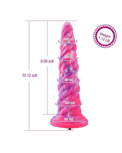 Фантазійний фалоімітатор 10.12″ для секс-машин Hismith Silicone Dildo rose Monster Series, KlicLok - Фото №4