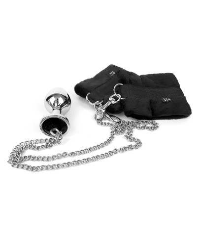 Наручники з металевою анальною пробкою Art of Sex Handcuffs with Metal Anal Plug size M Black - Фото №2