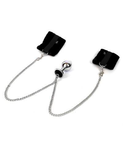 Наручники з металевою анальною пробкою Art of Sex Handcuffs with Metal Anal Plug size M Black - Фото №3