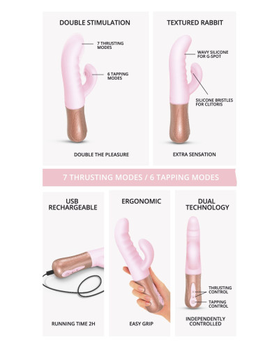 Подвійний пульсатор-кролик Love To Love SASSY BUNNY - BABY PINK - Фото №6