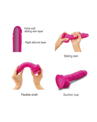 Реалістичний фалоімітатор Strap-On-Me Sliding Skin Realistic Dildo Fuchsia S, ефект рухливої шкіри - Фото №3