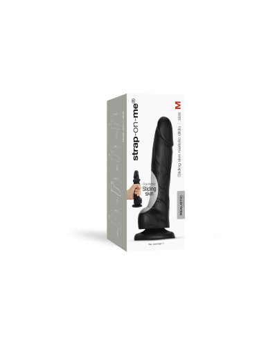 Реалистичный фаллоимитатор Strap-On-Me Sliding Skin Realistic Dildo Black M, эффект подвижной кожи - Фото №8