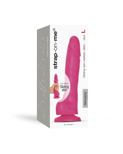 Реалистичный фаллоимитатор Strap-On-Me Sliding Skin Realistic Dildo Fuchsia L, эффект подвижной кожи - Фото №7