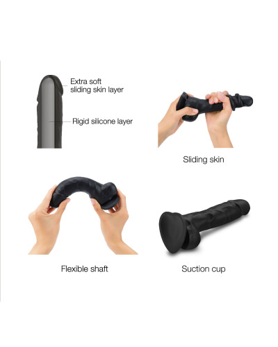 Реалістичний фалоімітатор Strap-On-Me Sliding Skin Realistic Dildo Black XL, ефект рухливої шкіри - Фото №3