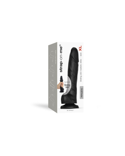 Реалістичний фалоімітатор Strap-On-Me Sliding Skin Realistic Dildo Black XL, ефект рухливої шкіри - Фото №8