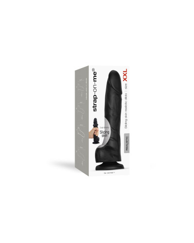 Реалистичный фаллоимитатор Strap-On-Me Sliding Skin Realistic Dildo Black XXL, эффект подвижной кожи - Фото №8