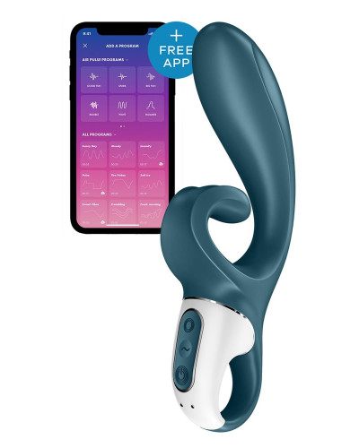 Смарт вибратор кролик Satisfyer Hug Me Bluegrey, 2 мотора, диаметр 4,2см, широкая клиторальная часть - Фото №1