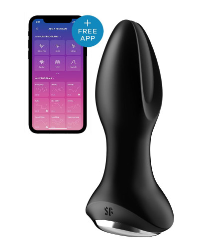 Анальная смарт вибропробка с жемчужным массажем Satisfyer Rotator Plug 2+ Black - Фото №1