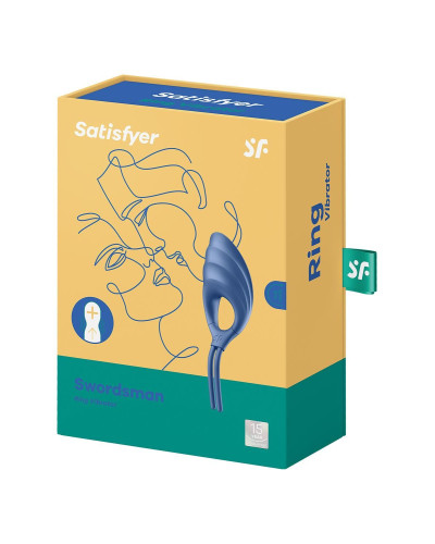Эрекционное виброкольцо лассо Satisfyer Swordsman Blue, крепкая фиксация, 10 режимов, мощный мотор - Фото №7