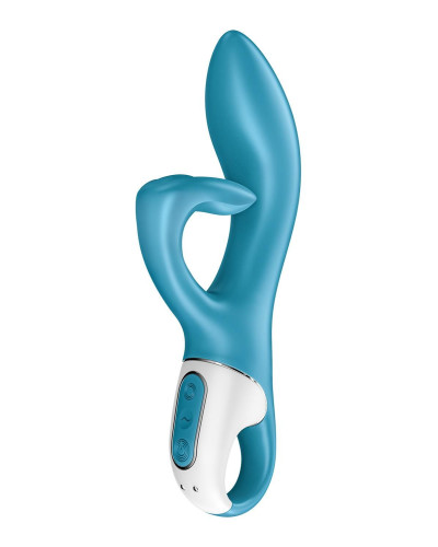 Вібратор-кролик із потрійним відростком Satisfyer Embrace me Turquoise, 2 мотори, діаметр 3,6 см - Фото №1