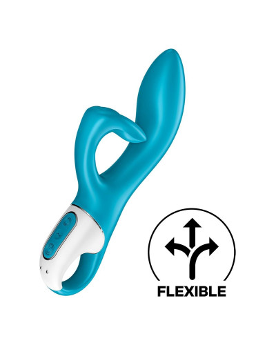 Вібратор-кролик із потрійним відростком Satisfyer Embrace me Turquoise, 2 мотори, діаметр 3,6 см - Фото №3
