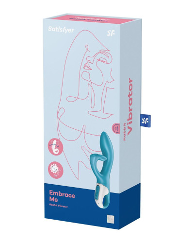 Вібратор-кролик із потрійним відростком Satisfyer Embrace me Turquoise, 2 мотори, діаметр 3,6 см - Фото №7