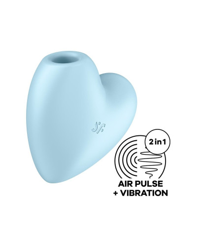 Вакуумный стимулятор-сердечко с вибрацией Satisfyer Cutie Heart Blue - Фото №2