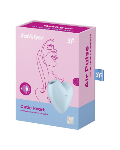 Вакуумный стимулятор-сердечко с вибрацией Satisfyer Cutie Heart Blue - Фото №7