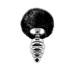 Металлическая анальная пробка Кроличий хвостик Alive Fluffy Twist Plug L Black, диаметр 3,8 см - Фото №1
