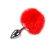 Металева анальна пробка Кролячий хвостик Alive Fluffy Plug S Red, діаметр 2,8 см - Фото №1
