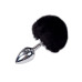 Металева анальна пробка Кролячий хвостик Alive Fluffy Plug M Black, діаметр 3,4 см - Фото №1