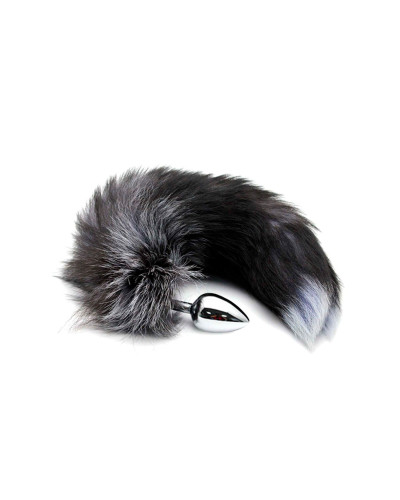 Металлическая анальная пробка Лисий хвост Alive Black And White Fox Tail S, диаметр 2,9 см - Фото №1