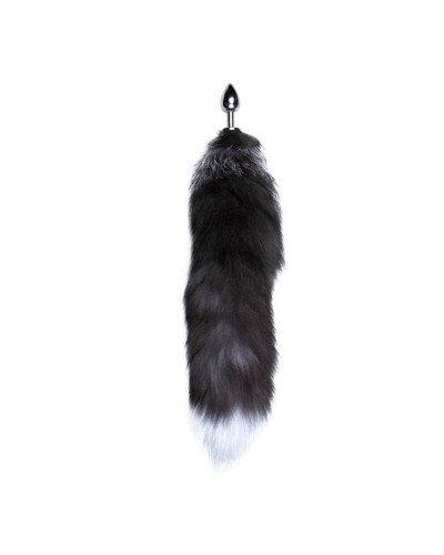Металлическая анальная пробка Лисий хвост Alive Black And White Fox Tail S, диаметр 2,9 см - Фото №2