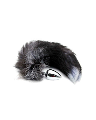 Металлическая анальная пробка Лисий хвост Alive Black And White Fox Tail L, диаметр 3,9 см - Фото №2