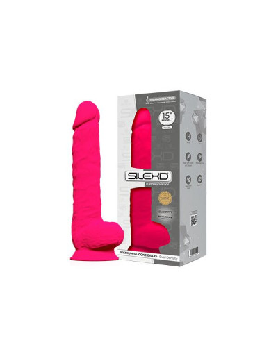 Фалоімітатор SilexD Kingston Pink (MODEL 15in), двошаровий, силікон+Silexpan, діаметр 7 см - Фото №2