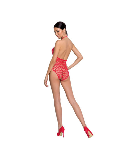 Бодістокінг у велику сітку Passion BS087 red, відкрита спина, халтер, з доступом - Фото №4