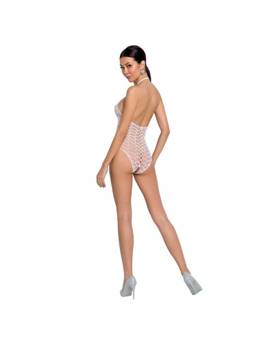 Бодістокінг у велику сітку Passion BS087 white, відкрита спина, халтер, з доступом - Фото №4
