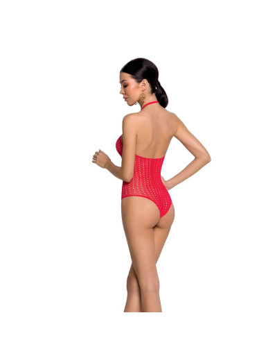 Бодистокинг с декольте Passion BS088 red, имитация корсетной шнуровки - Фото №2