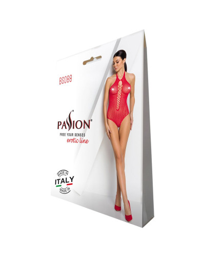 Бодистокинг с декольте Passion BS088 red, имитация корсетной шнуровки - Фото №6