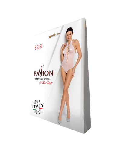Бодистокинг с декольте Passion BS088 white, имитация корсетной шнуровки - Фото №6