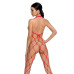 Бодистокинг в очень крупную сетку Passion BS091 red, с доступом - Фото №2
