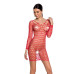 Бодістокінг-сукня з глибоким коміром Passion BS093 red, довгі рукави - Фото №1