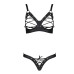 Комплект з екошкіри Passion CELINE BIKINI S/M black відкритий бра зі стрічками, стрінги зі шнурівкою - Фото №3