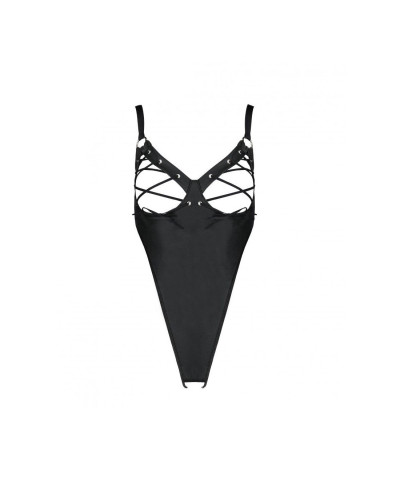 Боді з екошкіри Passion CELINE BODY L/XL, black, з доступом, відкритий - Фото №5