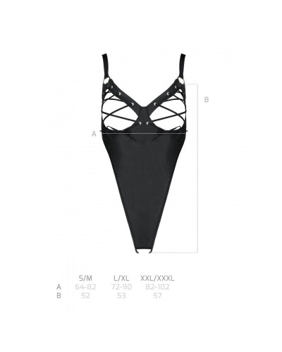 Боді з екошкіри Passion CELINE BODY L/XL, black, з доступом, відкритий - Фото №7