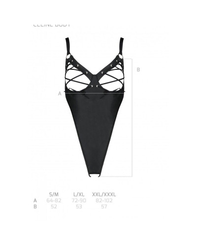 Боди из экокожи Passion CELINE BODY S/M, black, с доступом, открытый - Фото №7