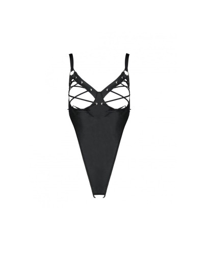 Боді з екошкіри Passion CELINE BODY XXL/XXXL, black, з доступом, відкритий - Фото №5