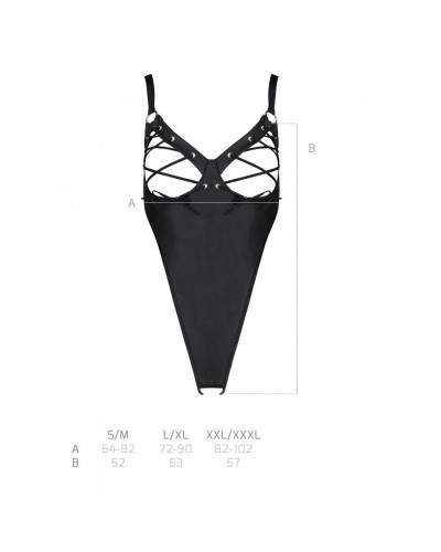 Боді з екошкіри Passion CELINE BODY XXL/XXXL, black, з доступом, відкритий - Фото №7