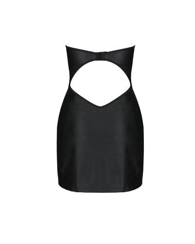 Мінісукня з екошкіри Passion CELINE CHEMISE black L/XL, шнурівка, трусики в комплекті - Фото №6