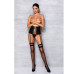Пояс-корсет из экокожи Passion CELINE SET S/M, black, шнуровка, съемные пажи для чулок, стринги - Фото №3