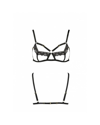 Бюстгальтер-стрепи з мереживом Passion Exclusive SOLON BRA XXL/XXXL, black, трусики в комплекті - Фото №5