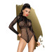 Боді Penthouse Spicy Whisper XL Black, імітація топу з довгими рукавами, закрите декольте - Фото №1