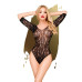 Боди Penthouse Midnight Visit XL Black, глубокая горловина, вырез на спине, рукава - Фото №1