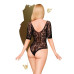 Боди Penthouse Midnight Visit XL Black, глубокая горловина, вырез на спине, рукава - Фото №2