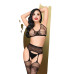 Комплект Penthouse Smoking Gun XL Black, топ-бюстьє, колготки з доступом, імітація пояса для панчіх - Фото №1