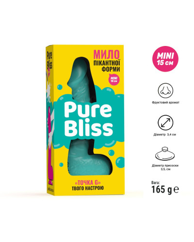 Крафтове мило-член із присоскою Pure Bliss MINI Turquoise, натуральне - Фото №6